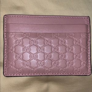 Gucci pink leather card case